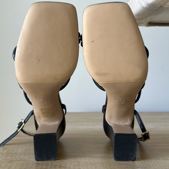 Real Leather Black Strappy Sandals Size US 7 /EU 37 - Picture 7 of 7